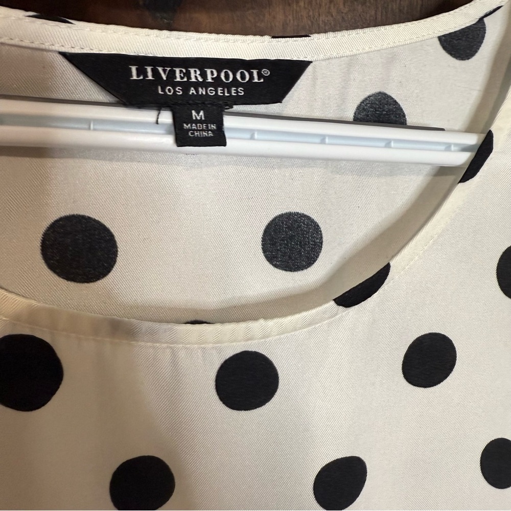 Liverpool White and Black Long Sleeve polka dot Relaxed Blouse Size M - Picture 6 of 7